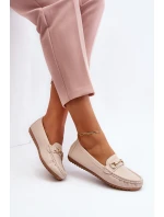 Dámské nazouvací mokasíny se zdobením Béžove model 21651198 - Boto