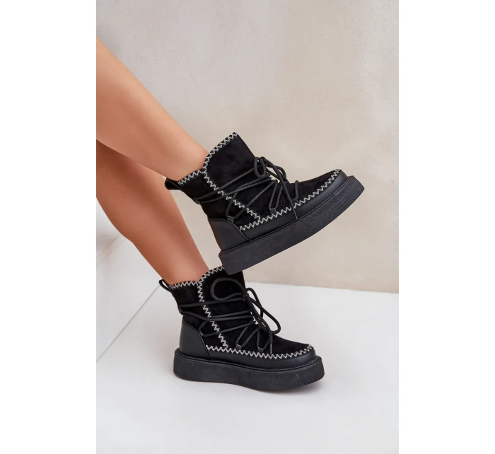 Dámské Sněhule S Vyšíváním Na Platformě Černé Naleris