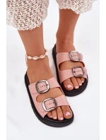 Dámské Pantofle S Přezkami Na Platformě Růžové model 21699232 - Boto