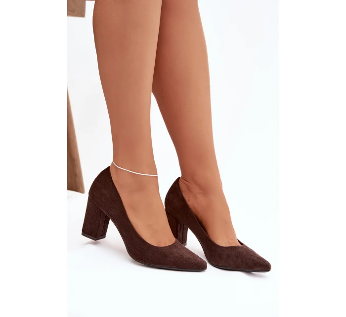 Lodičky z eko semiše na jehlovém podpatku Sergio Leone PB414 čokoládové