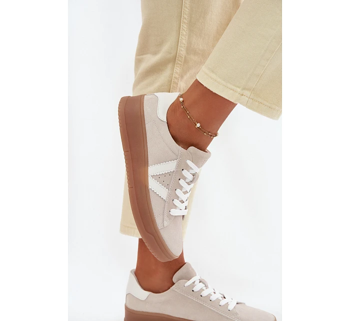 Dámské tenisky z přírodního semiše na platformě Vinceza Béžové Dámské tenisky z přírodního semiše na platformě Vinceza Béžové