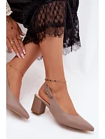 Dámské sandály s  na podpatku  Taupe model 22221087 - Zazoo