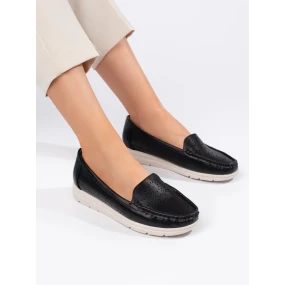 Exkluzívní dámské černé  mokasíny bez podpatku