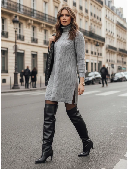 MERCIA dámský svetr světle šedý FashionStreet MY1902