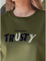 Dámská oversize mikina s výšivkou SOFTRUS zelená FashionStreet BY1409