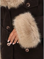 Dámská bunda s odnímatelnou kožešinou, hnědá, FashionStreet TY5851