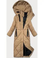 Dámská zimní bunda ve velbloudí barvě v délce ke kolenům model 21248939 - J.STYLE