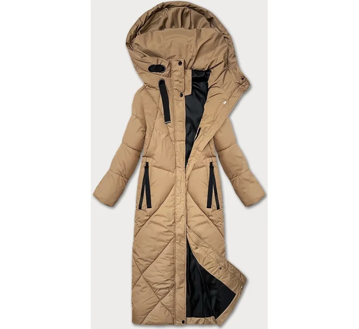 Dámská zimní bunda ve velbloudí barvě v délce ke kolenům model 21248939 - J.STYLE