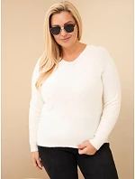 Dámský svetr Plus Size z baby alpaky s dlouhým rukávem ecru Dámský svetr Plus Size z baby alpaky s dlouhým rukávem ecru