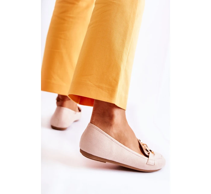 Dámské semišové mokasíny s zdobením béžove model 21589569 - Boto