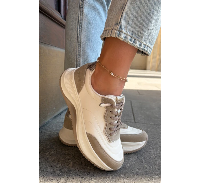 Dámské Semišové Tenisky Na Platformě Big Star RR274A344 HI-POLY SYSTEM Béžové Dámské Semišové Tenisky Na Platformě Big Star RR274A344 HI-POLY SYSTEM Béžové