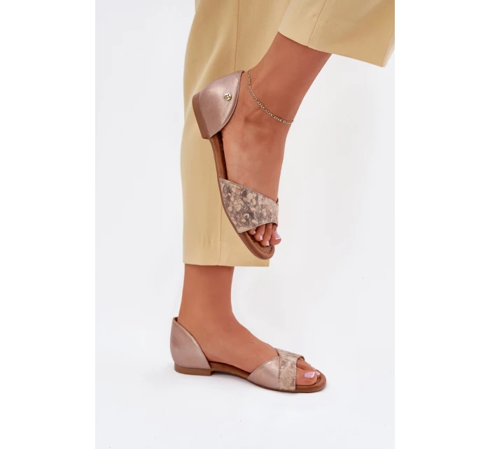 Dámské Kožené Sandály Na Ploché Podpatky Maciejka 06947-25 Zlaté