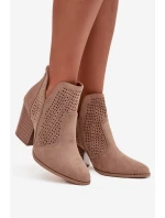 Odkryté dámské kotníkové boty na podpatku S.Barski HY51-060 béžové