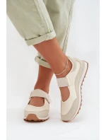 Sportovní dámské polobotky na suchý zip Béžové model 22026561 - EVENTO