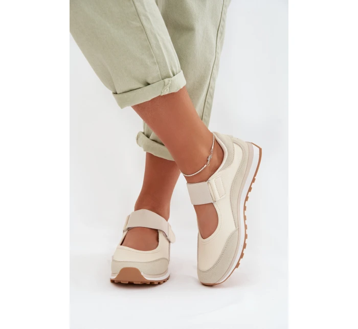 Sportovní dámské polobotky na suchý zip Béžové model 22026561 - EVENTO