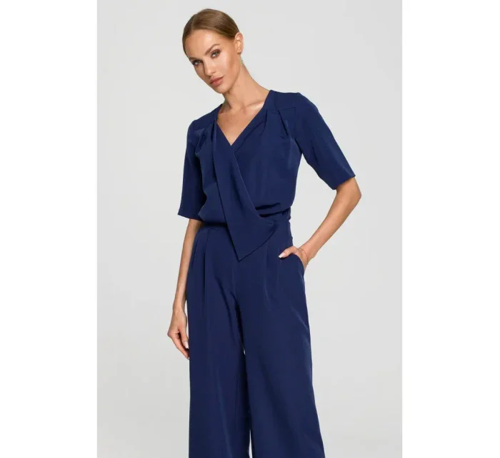 M703 Overal s výstřihem do V - tmavě modrý