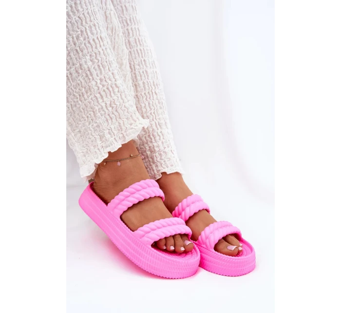Dámské lehké pěnové pantofle na platformě S.Barski – fuchsiové