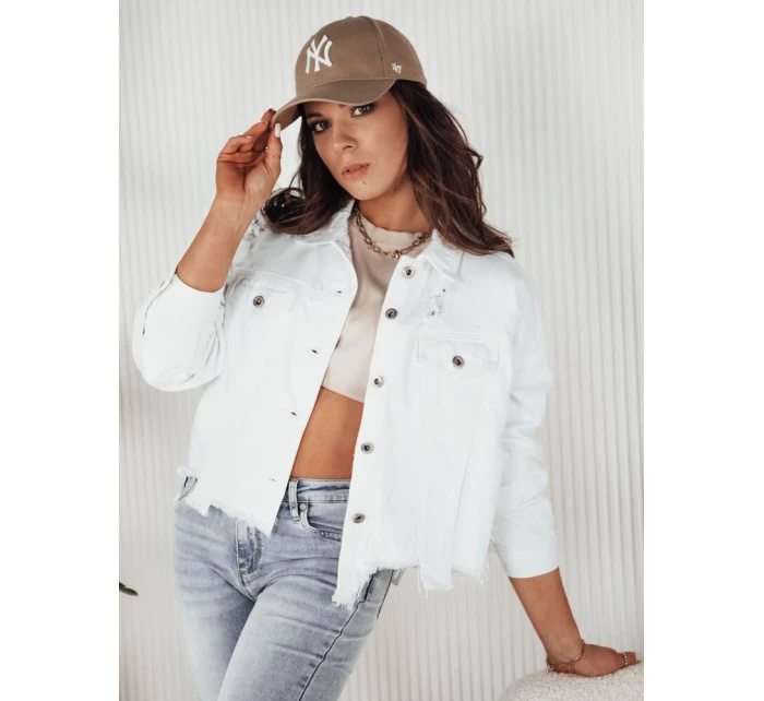 Dámská oversize džínová bunda MOLI bílá FashionStreet TY4131