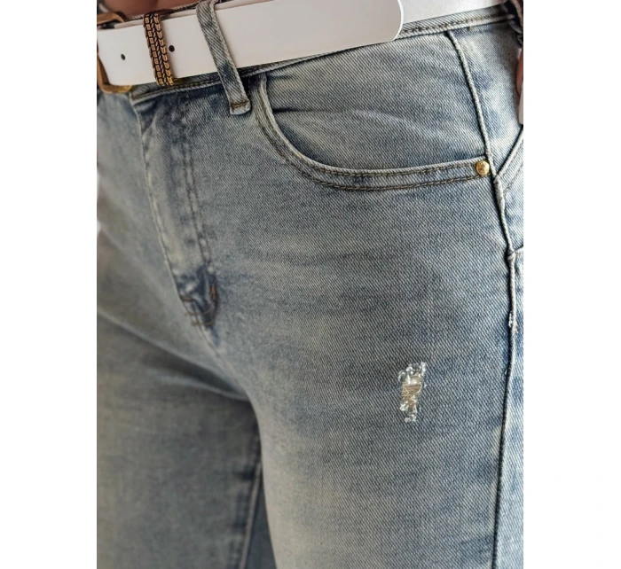 Dámské úzké džínové kalhoty s páskem modré Dstreet model 21985353 - FashionStreet