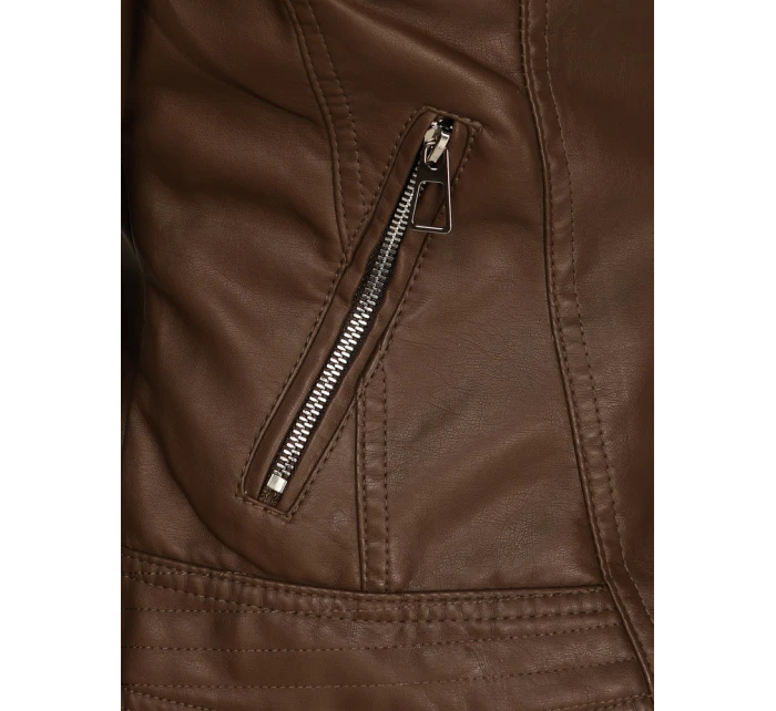 Dámská hnědá kožená bunda ramones FashionStreet TY5541 Dámská hnědá kožená bunda ramones FashionStreet TY5541