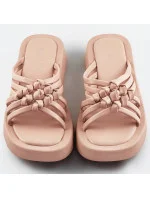 Béžové dámské pantofle s plochou podrážkou (CM-59)