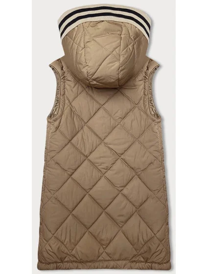 Tmavě béžová vesta s ozdobnou kapucí model 18942046 - J.STYLE Tmavě béžová vesta s ozdobnou kapucí model 18942046 - J.STYLE