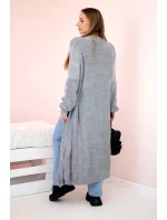 Svetr dlouhý kardigan šedý Svetr dlouhý kardigan šedý
