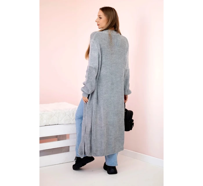Svetr dlouhý kardigan šedý Svetr dlouhý kardigan šedý
