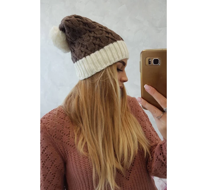 Fleecová čepice Bibiana K264 ecru+mocca Fleecová čepice Bibiana K264 ecru+mocca