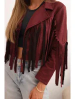 Dámská semišová bunda s třásněmi bordó Dámská semišová bunda s třásněmi bordó