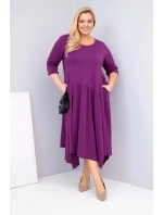Dámská bavlněná model 21881281 Plus Size s asymetrickým lemem tmavě fialová - K-Fashion