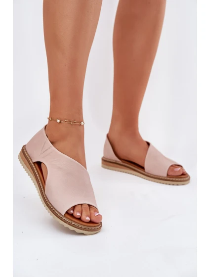 Dámské kožené sandály model 21698423 Světle růžové - Artiker Dámské kožené sandály model 21698423 Světle růžové - Artiker