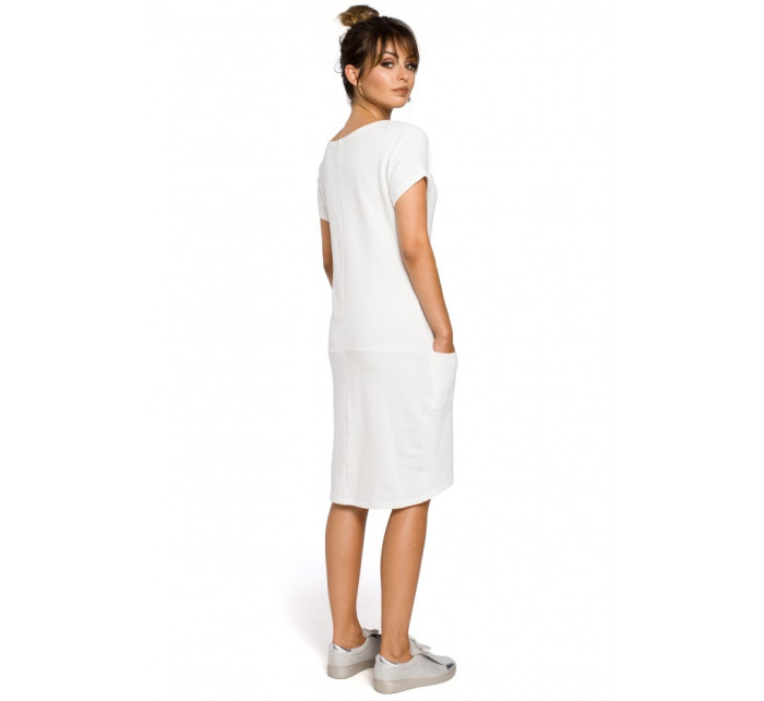 Midi šaty s kapsami ve  ecru barva model 18001686 - BeWear