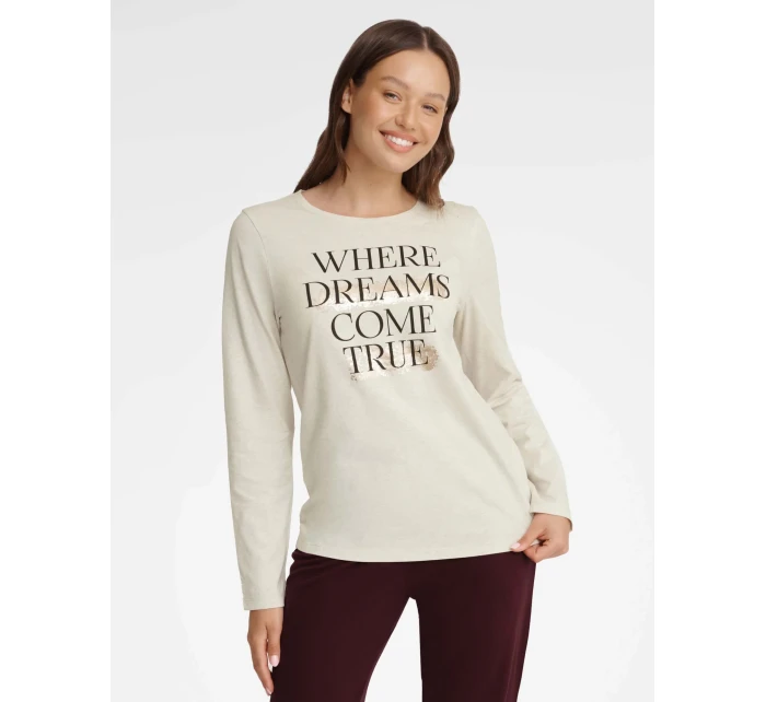 Dámské pyžamo Gracy 40930-08X Béžová a bordó - Henderson Ladies