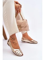 Pohodlné kožené dámské baleríny zlate Luka