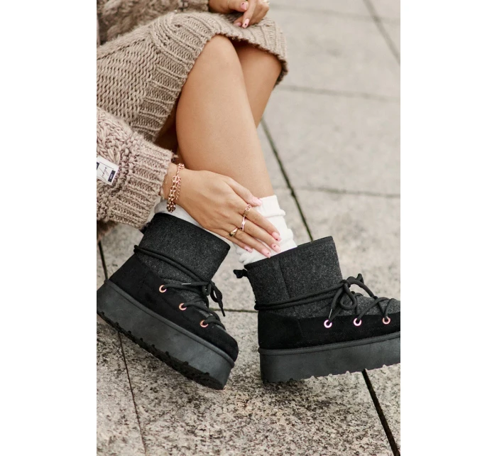 Sněhule s vázáním na platformě černé Mavora Sněhule s vázáním na platformě černé Mavora