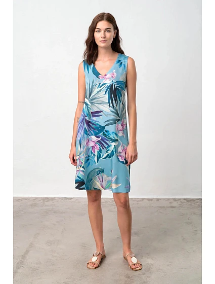 Dámské šaty  Modrá s květy  model 19349758 - Vamp