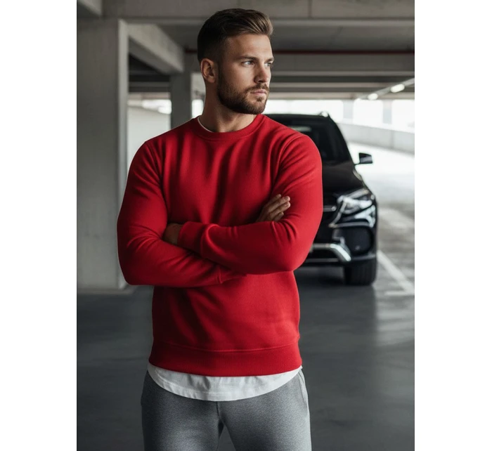 Pánská hladká červená mikina FashionStreet BX3867