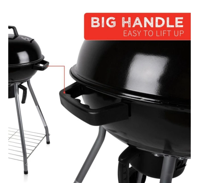 KULOVÝ ZAHRADNÍ GRIL REX STEEL 46CM S POPELNÍKEM