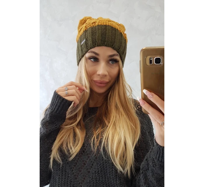 Fleecová čepice Paris K212 hořčicová+khaki Fleecová čepice Paris K212 hořčicová+khaki