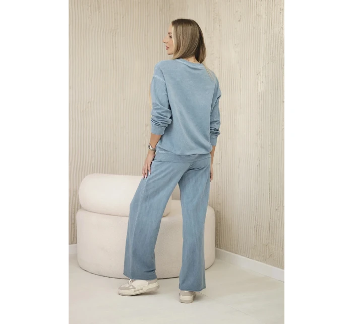 Bavlněná souprava model 20330043 potiskem teplákové + kalhoty džínovina - K-Fashion