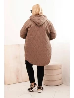 Dámská bunda Plus Size prošívaná s kapucí a nápisem model 21339241 fango - K-Fashion