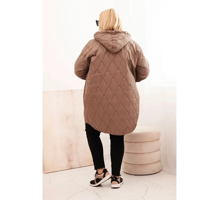 Dámská bunda Plus Size prošívaná s kapucí a nápisem model 21339241 fango - K-Fashion