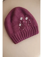 Dámská zimní čepice z vlny s a prodlouženými stranami fialová model 21865218 - K-Fashion