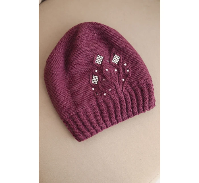 Dámská zimní čepice z vlny s a prodlouženými stranami fialová model 21865218 - K-Fashion