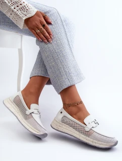 Dámské kožené mokasíny D&A TW210 Bílé