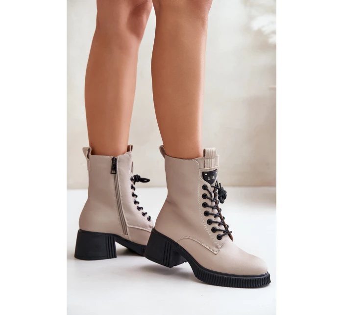 Zateplené dámské botky z přírodní kůže Béžové Vinceza 66671
