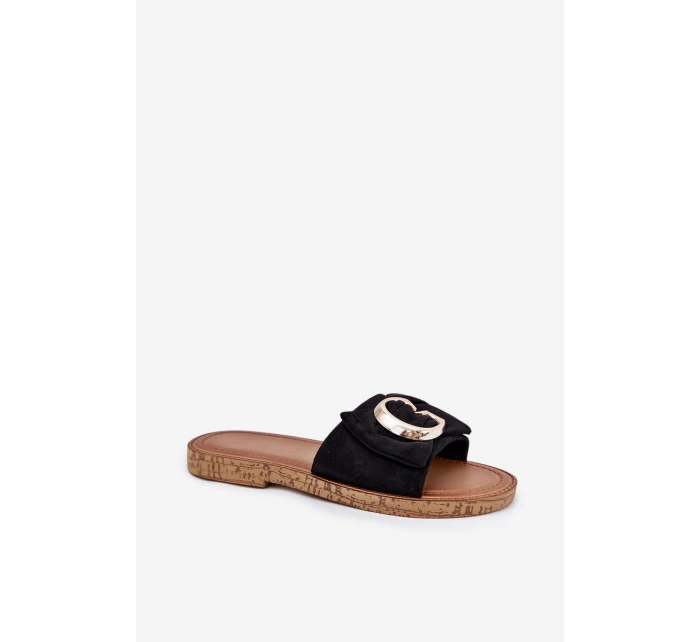 Plné Dámské Sandály S Ozdobným Detalem Černé Nellodra