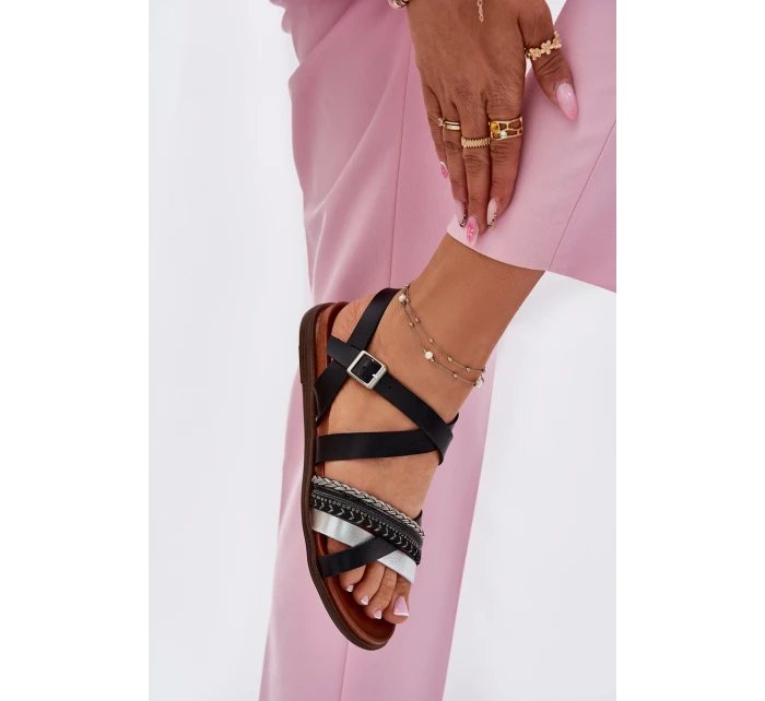 Dámské Ploché Sandály S Pásky Černé model 21697523 - SERGIO LEONE