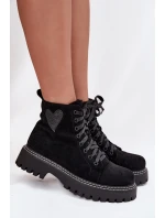 Dámské kotníkové boty s brokátovým srdcem černé Nariri